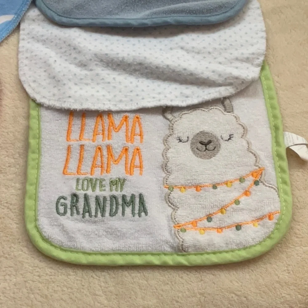 Dino and Animal Print Baby Bib Set - Blue, Orange, Green